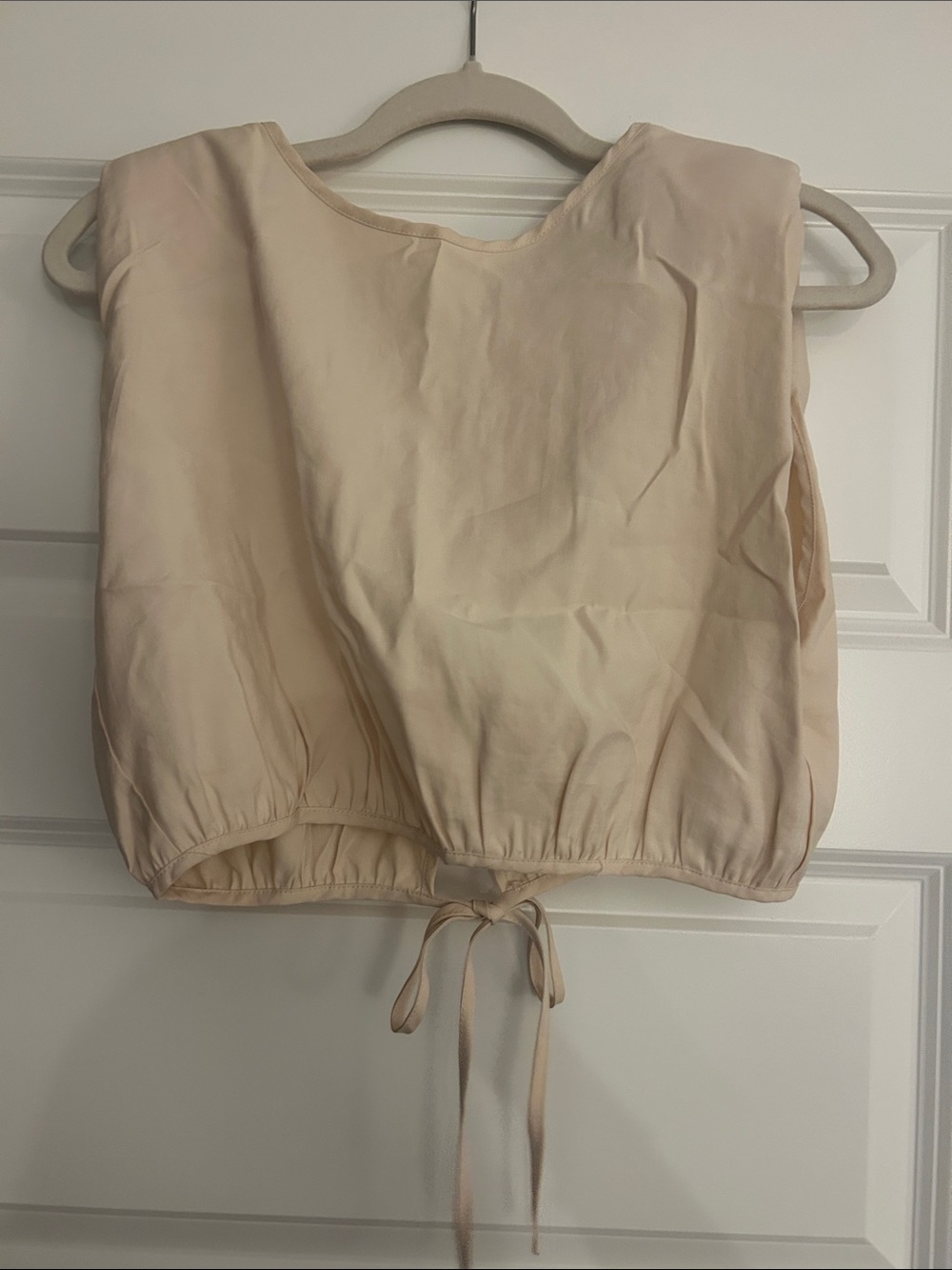 Sans Souci Beige Drawstring Crop Top